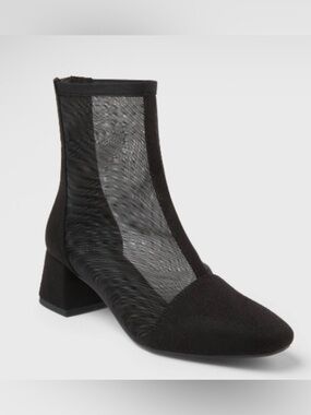 a new day Black Mid-Calf Mesh Block Heel Boots
